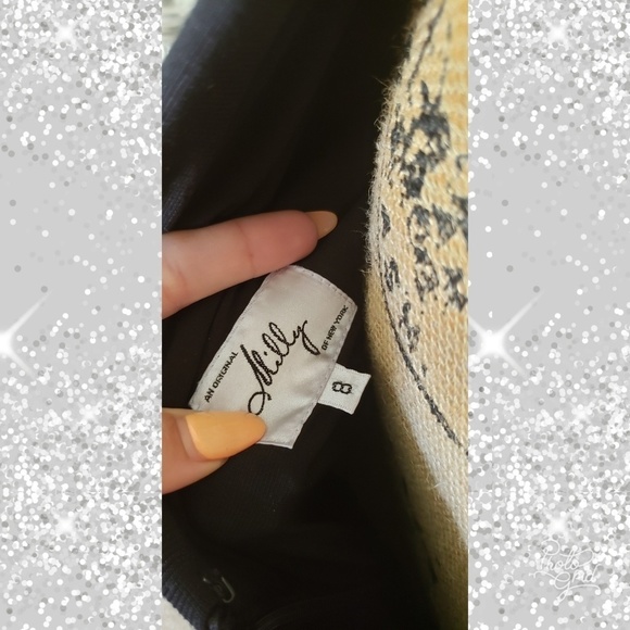 Milly A-line cocktail dress black white palm print - Picture 6 of 8